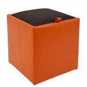 Taburet Box imitatie piele - portocaliu/maro